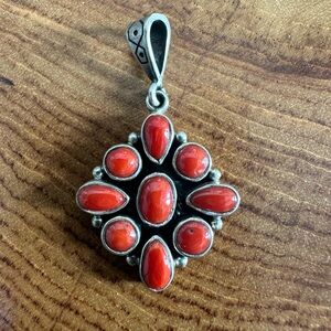 Vintage Silver and Coral Gemstone Necklace